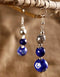 Blue Pottery 2 Bead Earring (Blue)